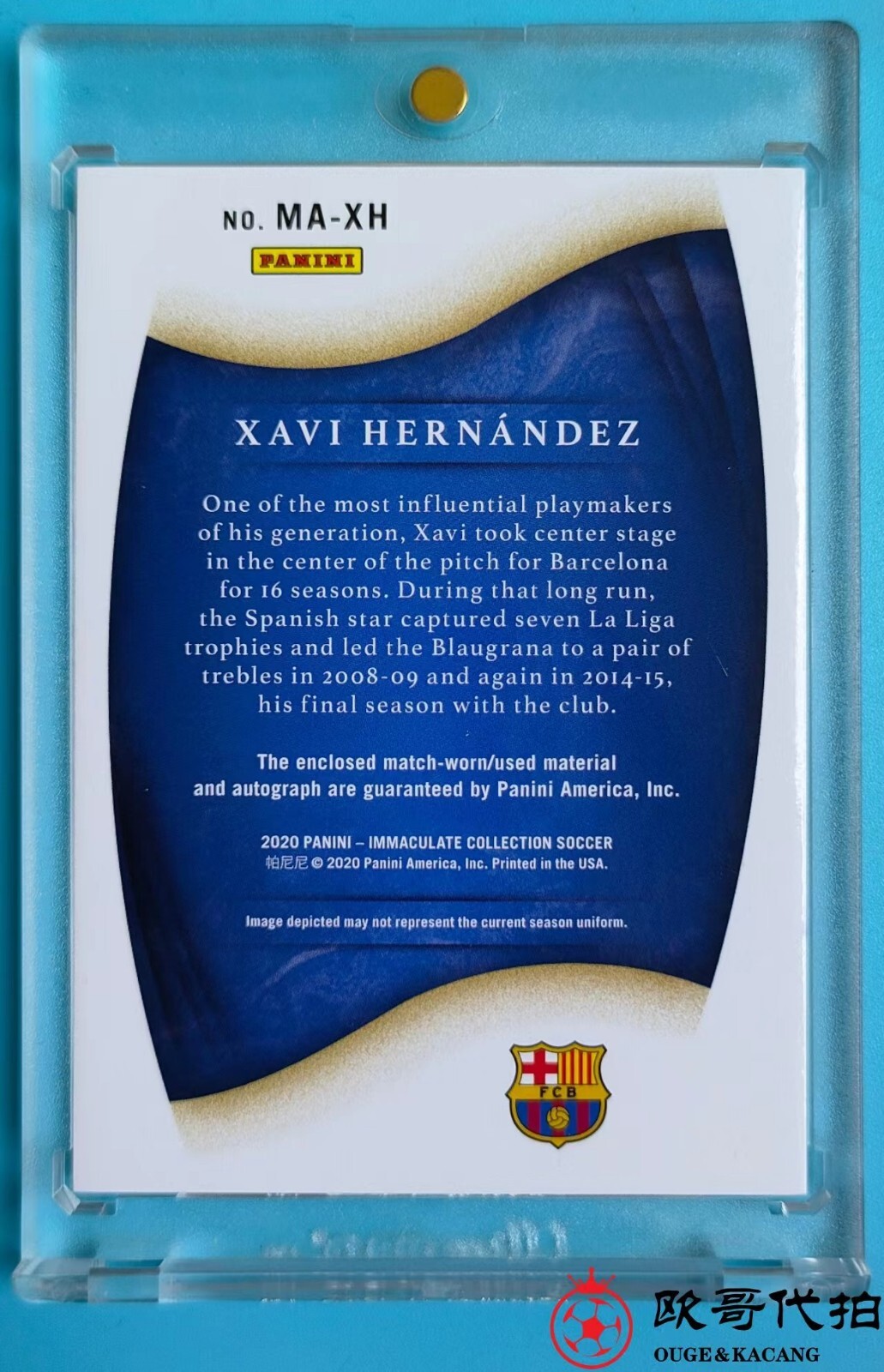 2020Panini Immaculate Barcelona Xavier Hernández Gold match-worn Patch Auto 2/10 view 2