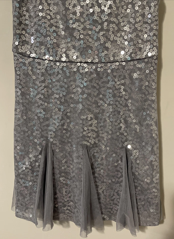 Vestido Cherokee feminino médio prata lantejoulas comprimento do joelho! A2096 - Imagem 3 de 4