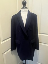 Halogen X Atlantic Pacific Women Navy Blue Double Breasted Blazer Size L