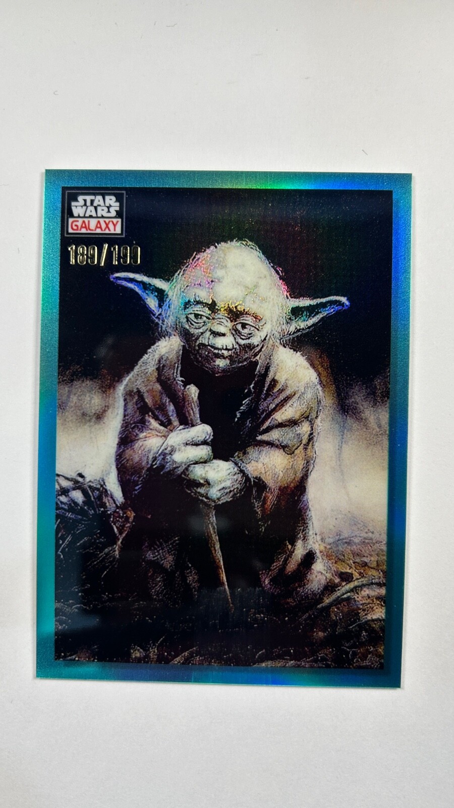 Old Master Yoda 2023 Topps Star Wars Chrome Galaxy #41 Aqua Refractor /199
