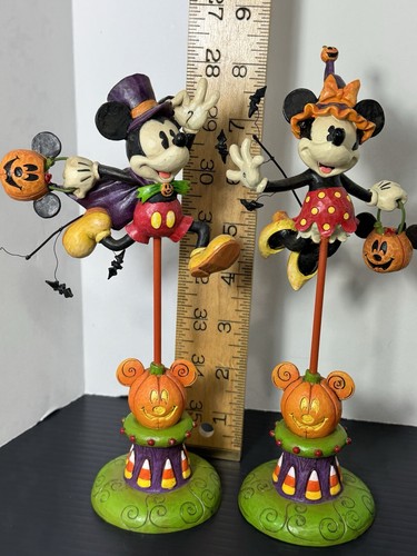 Set of 2 Mickey Minnie Mouse Disney Parks 8" Resin Halloween Figures Boo To You - Picture 13 of 13