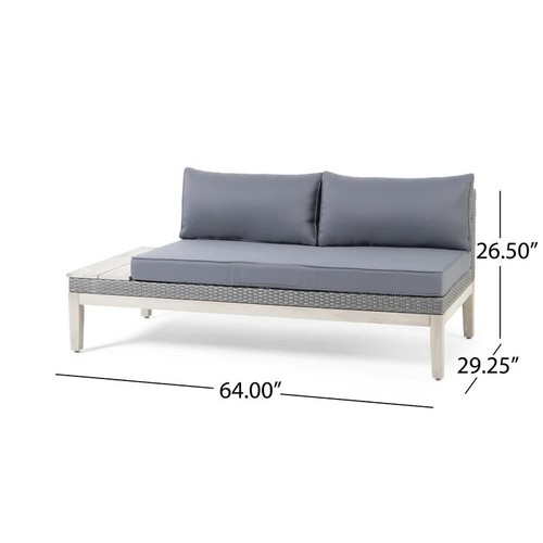 Loft Outdoor Acacia Wood and Wicker 5 Seater Sectional Sofa Set - Picture 9 of 11