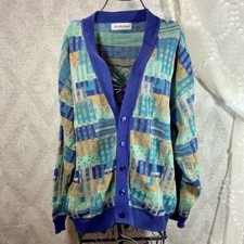 Vintage Saks Fifth Avenue colorful geometric print cardigan