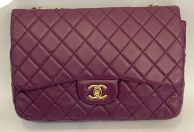 【ヴィンテージ】RankS☆Chanel Purple Classic Flap Jumbo Bag s-l400.jpg