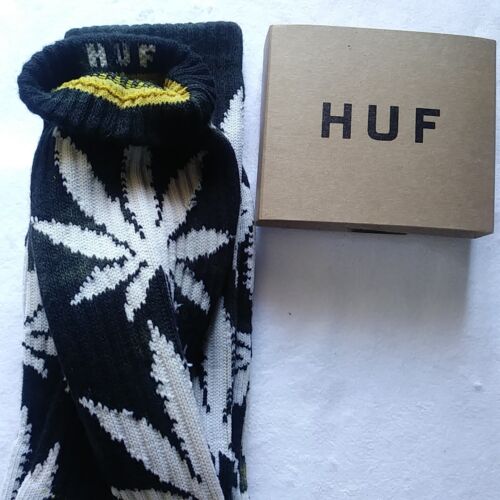 HUF Plantlife 420 BLACK Yellow Mustard Tye Dye White Leaf Crew Socks