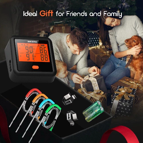 Meat Thermometer Grill Thermometer with 4 Meat Probes LCD Free App Control