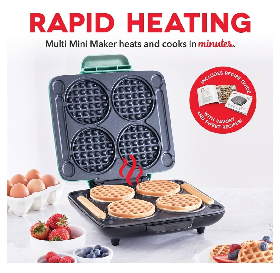 DASH DMW001WH Compact Standard Waffle Maker for Quick and Easy Breakfasts-image