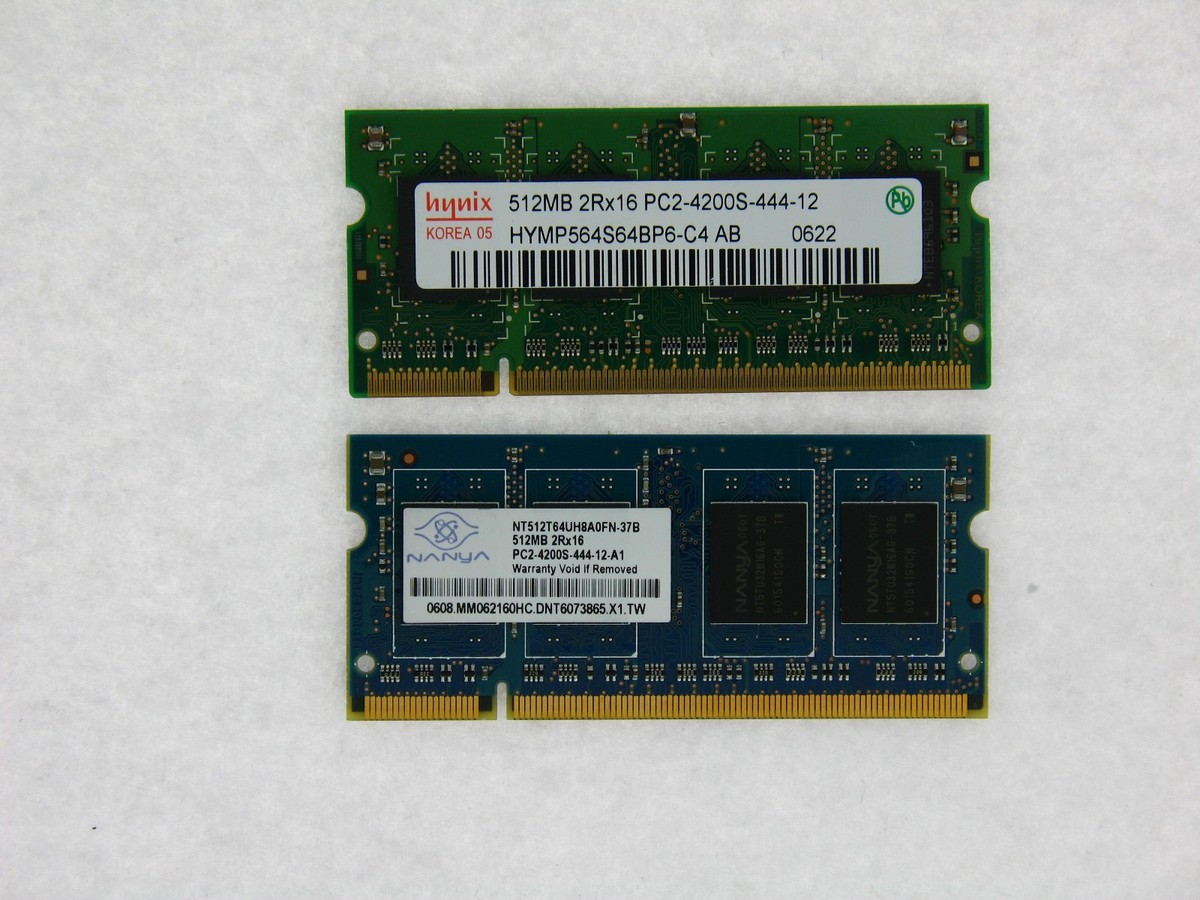 Barrette RAM 512Mo DDR2 PC2-4200 Pour Ordinateur Portable - 2RX16 - Occasion