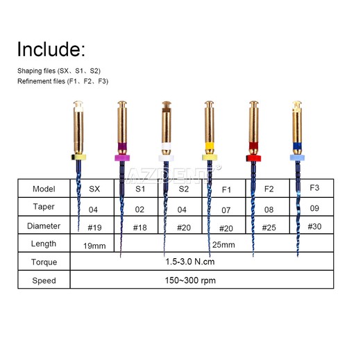 AZDENT Dental Endo Rotationsfeilen X-Pro Gold Taper SX-F3 NITI Wurzelkanalfeilen - Bild 9 von 34