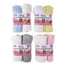 ASSORTED 100% Cotton Extra Soft Baby Cellular Blanket Crib Moses Basket Cot Pram