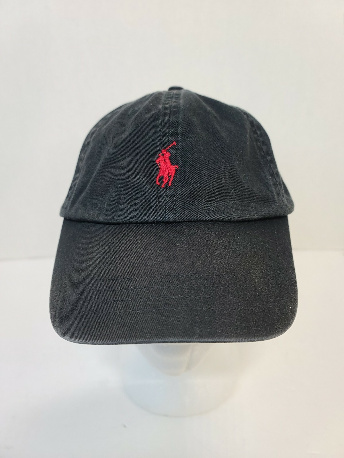 Polo Ralph Lauren Berretto Nero Rosso Pony Taglia Unica Cappello Regolabile Strapback