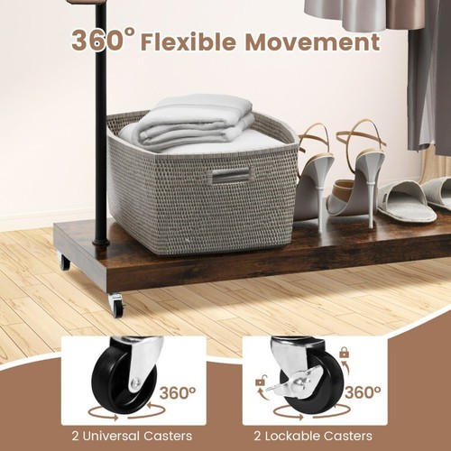Heavy Duty Garment Coat Rack Clothes Organizer w/Hooks and Bottom Storage Shelf - Picture 7 of 10