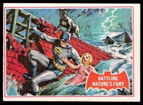 1966 OPC Batman Red Bat #23A Battling Nature's Fury — Raw
