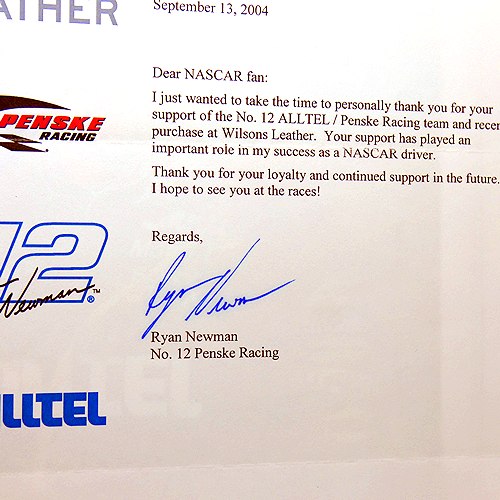 Ryan Newman Photo & Signed Wilsons Leather Thank You Letter - Picture 2 of 3