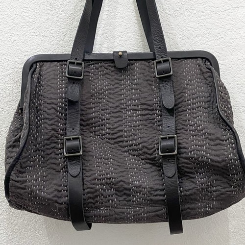 Vintage ALL SAINTS Spitalfields Kantha Stitch Blanket Bag in Charcoal/Black - Picture 4 of 21