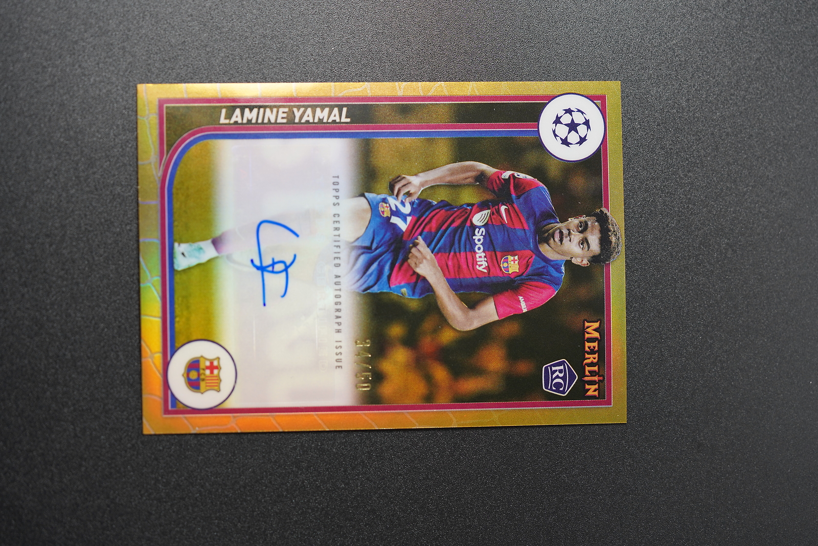 Lamine Yamal 2023-24 Topps Chrome Merlin RC Gold Refractor Auto #AU-LY /50 -vi