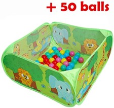 PLAY 10 Ball Pit with 50 Ocean Balls Included Baby Pop up Playpen with Pit Balls