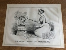 1847 print - queen victoria dissolving parliament  ( politics )