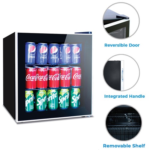 countertop fridge with glass door