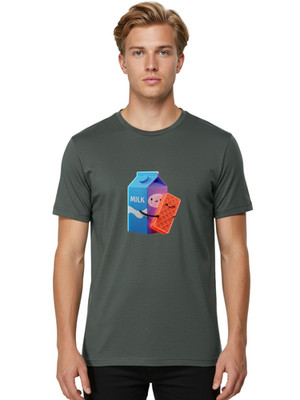 Milk-Smiling-Waffle Mens Graphic Tee, 100% Cotton, Casual Summer Wear