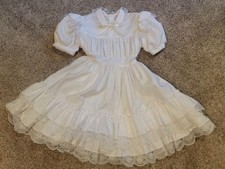 Vintage Girls Marthas Miniatures White Frilly Lace Pageant Full Circle Dress 10