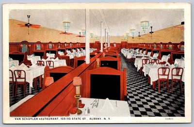 K38/ Albany New York Postcard c30s Interior Van Schuyler Restaurant 44