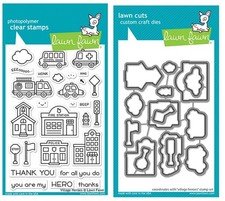 Village Heroes 4x6 Clear Stamps Coordinating Dies Bundle of 2 Items