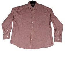 Tommy Hilfiger Mens Burgundy Gingham All Season Stretch Regular Fit Shirt L