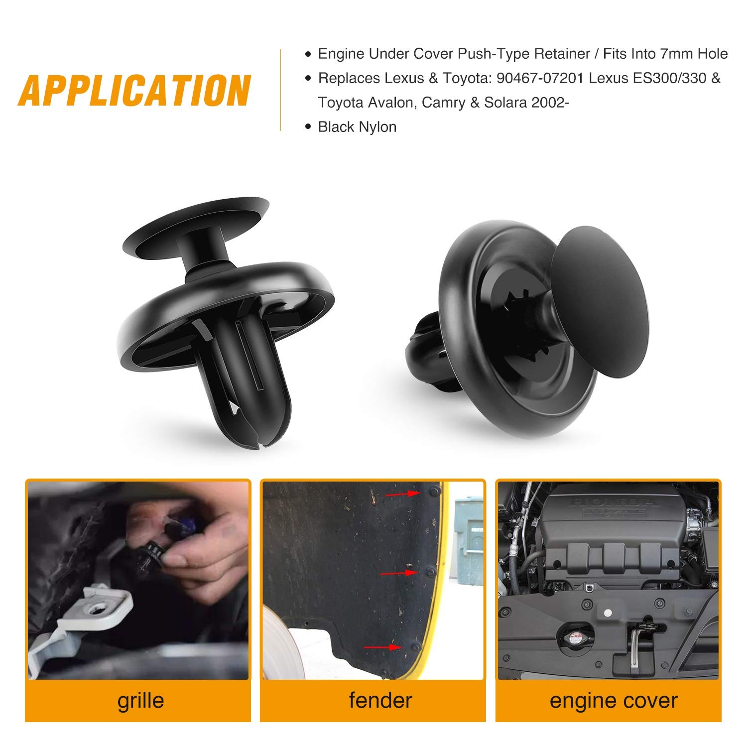 GOOACC Engine Under Cover Push-Type 40 Pcs Clips, 40Pcs Clips 