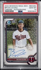 2022 BOWMAN MEGA BOX CHROME AUTO #BA BRYAN ACUNA PSA 10 AUTO