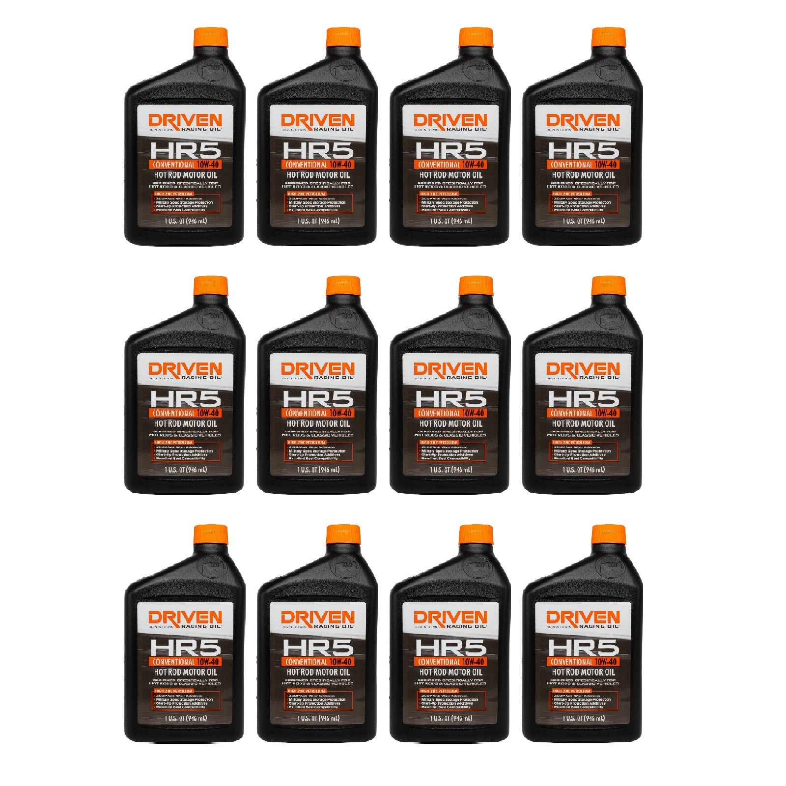 Driven Racing Oil HR5 10W-40 Conventional Hot Rod Motor Oil 1 Quart Pack of 12