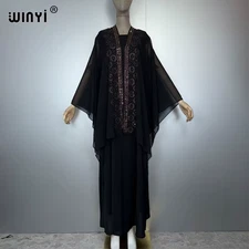 Retro Cardigan Beach Long Dress Two-Piece Suit for Women Bohemian Print Maxi Dre