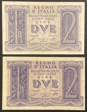 2 LIRE 1939 BIGLIETTO DI STATO 2 BANCONOTE RE V.E.III° REGNO D’ITALIA