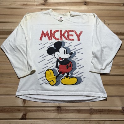 Vintage 90s Mickey Mouse Long Sleeve Raglan Style Shadow Graphic Shirt - Medium