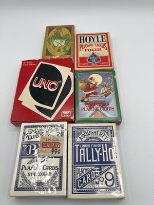 Lot Of 7 Bee Club Playing Cards Cambric Finish Deck Pinochle Uno Tally Ho