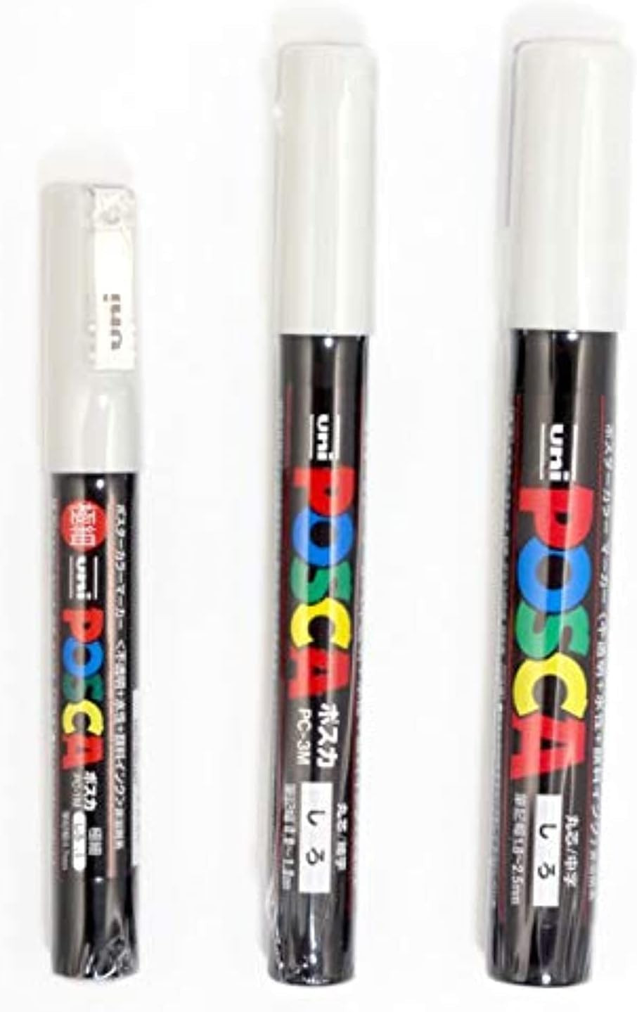 Uni POSCA White Fine Paint Marker Pens, 3 Different Point Si