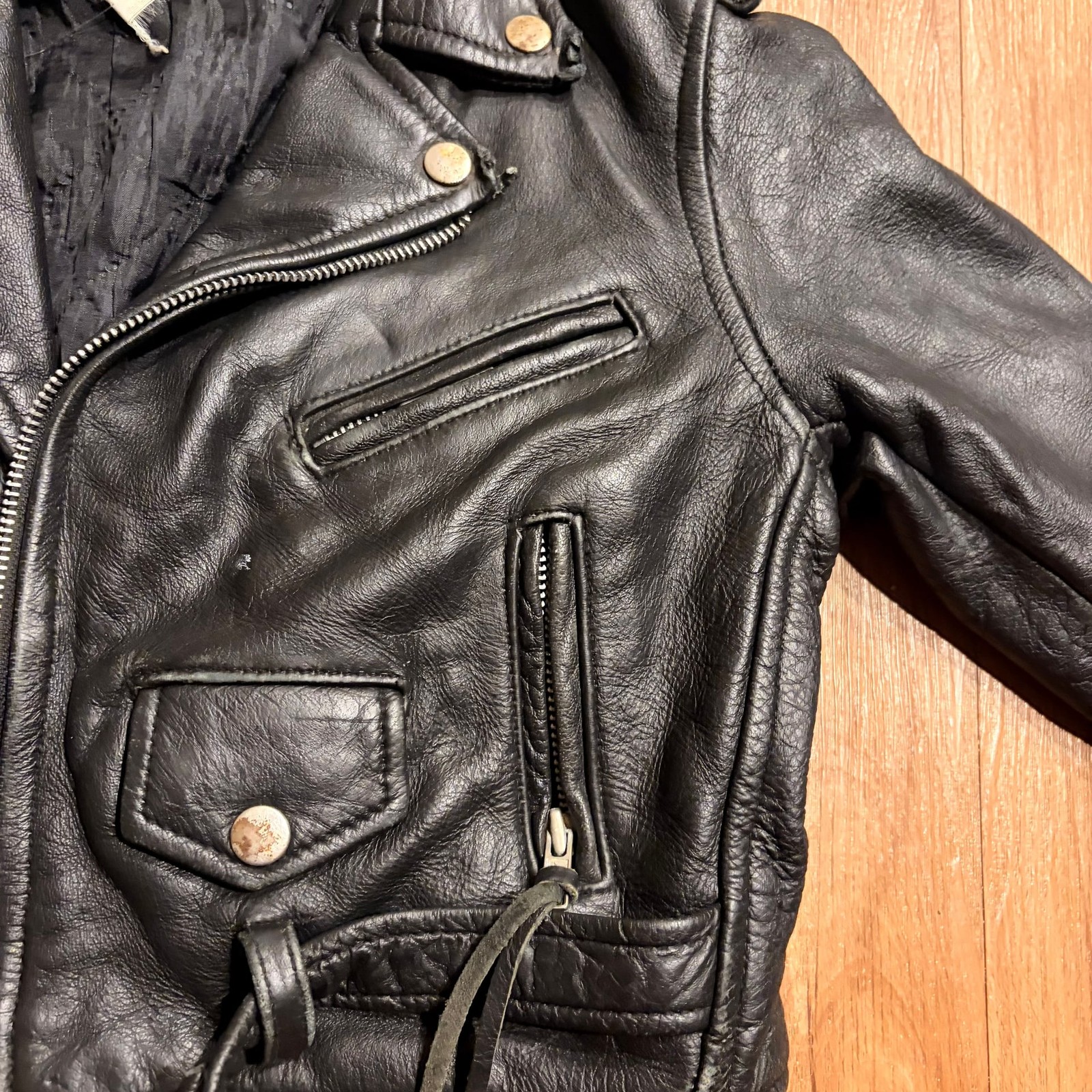 Jafrum Basic Biker black leather motorcycle jacket - image 5