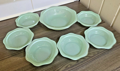 VINTAGE - PYREX SPRAYWARE - GRÜNES GLAS GESCHIRRSET - 50er Jahre