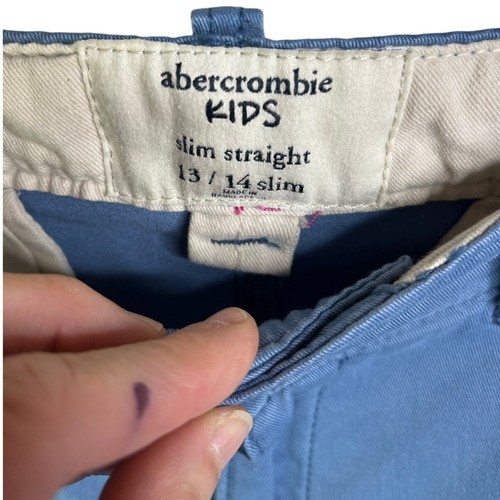 Abercrombie Pants Kids 13/14 Slim Light Blue Flat Front Chinos Slim Straight NWT - Picture 3 of 9