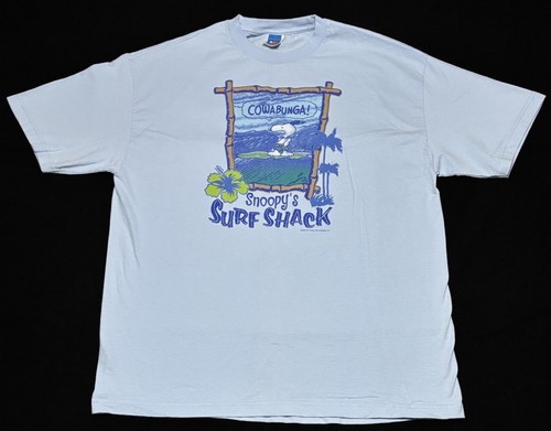 Vintage Peanuts Cowabunga Snoopys Surf Shack Tee T-Shirt Erwachsene Größe 2XL Y2K