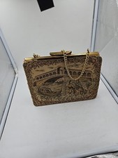 Antique Antonella La Torre tapestry purse  Petit Point Scene  Snap closure