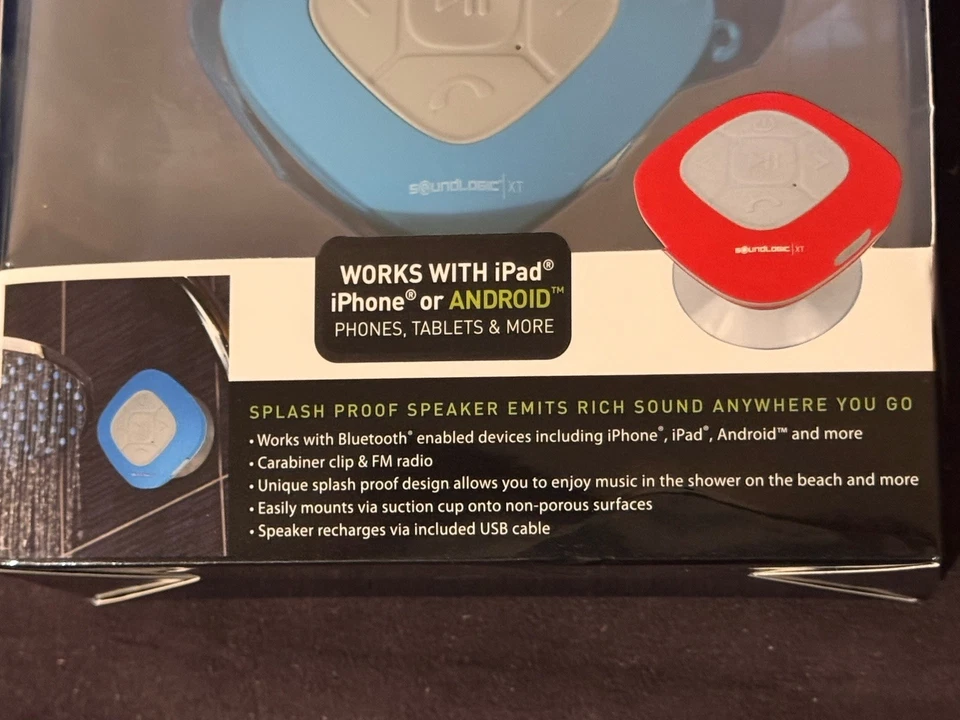 SoundLogic Bluetooth Duschlautsprecher mit UKW Radio und Karabiner in Blau - Bild 2 von 3