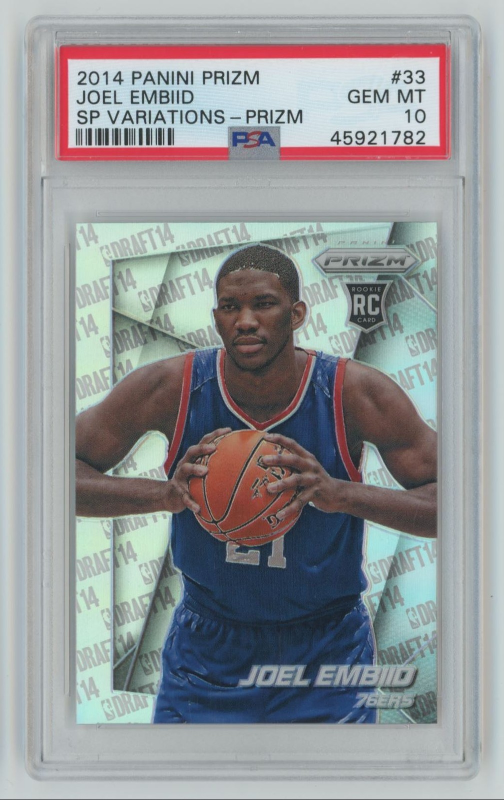 2014-15 Panini Prizm SP Variation SILVER Joel Embiid Rookie PSA 10 76ers #33
