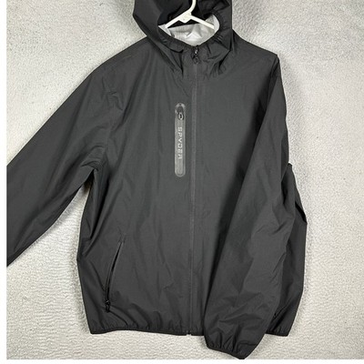 Spyder Jacket Mens Medium Black Rain Windbreaker Full Zip Hooded Outdoor Pockets