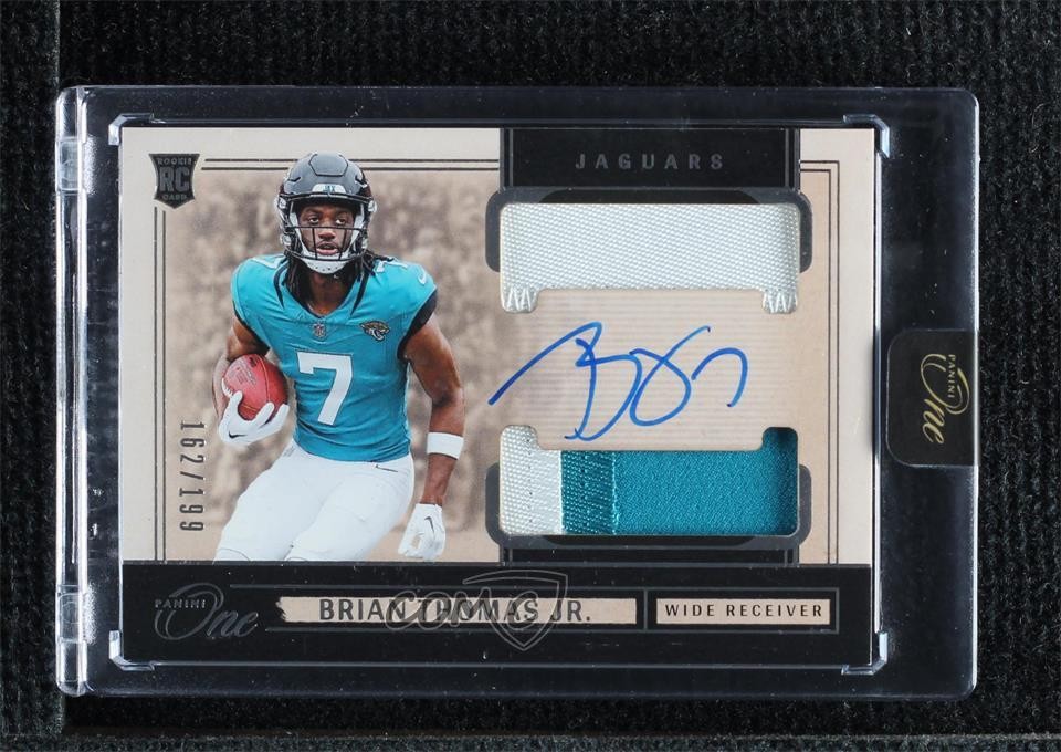 2024 Panini One Rookie 162/199 Brian Thomas Jr #33 Dual Patch Auto 1fl4