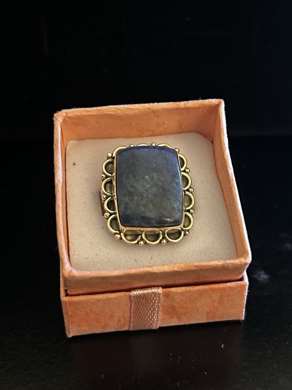 Denim Blue Lapis Sterling Silver Ring Size 7 Boho Artisan Southwestern Style