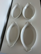 Vintage Apilco French White Oval Porcelain Gratin Baking Dishes Size 9 Set of 4 