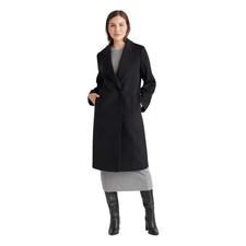 New Quince Black Italian Classic Single Breasted Wool Coat XL $180 5448