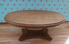 Dollhouse Miniature Solid Oak Oval Dining Table by Town Square Miniatures