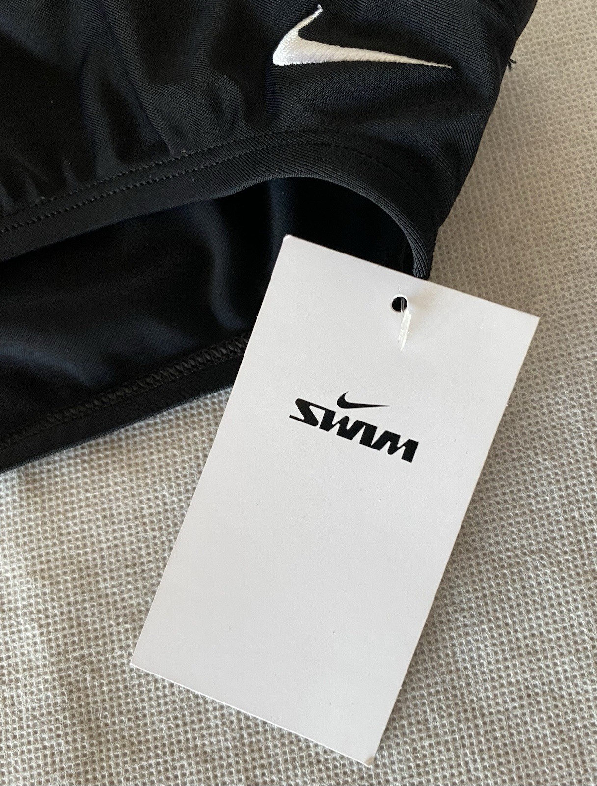 NIKE Swim Size 38 Men's Black Front Lined Swim Brief w/ Drawstring NWT